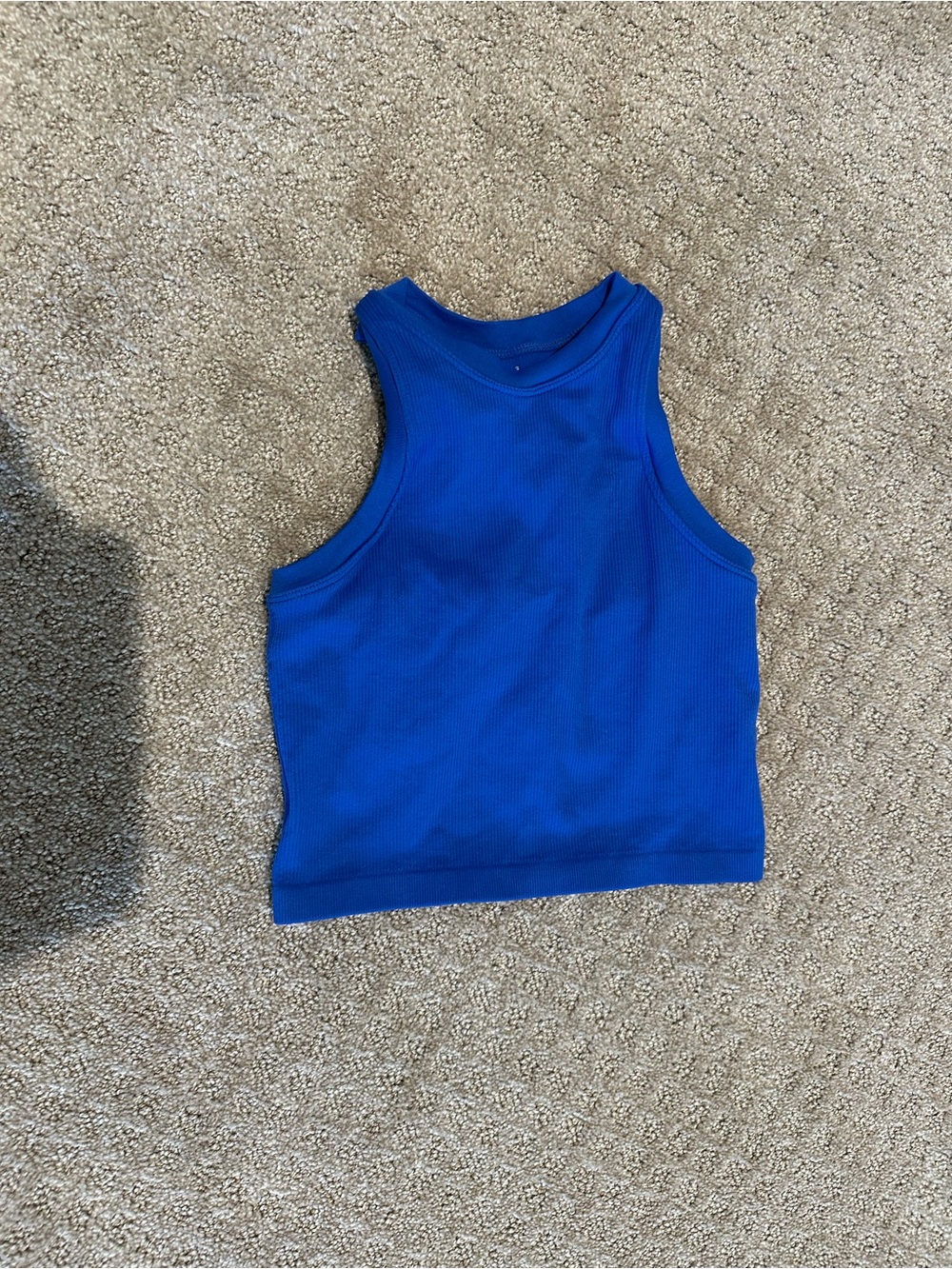 Ribbed Crop Tank Top in Blue